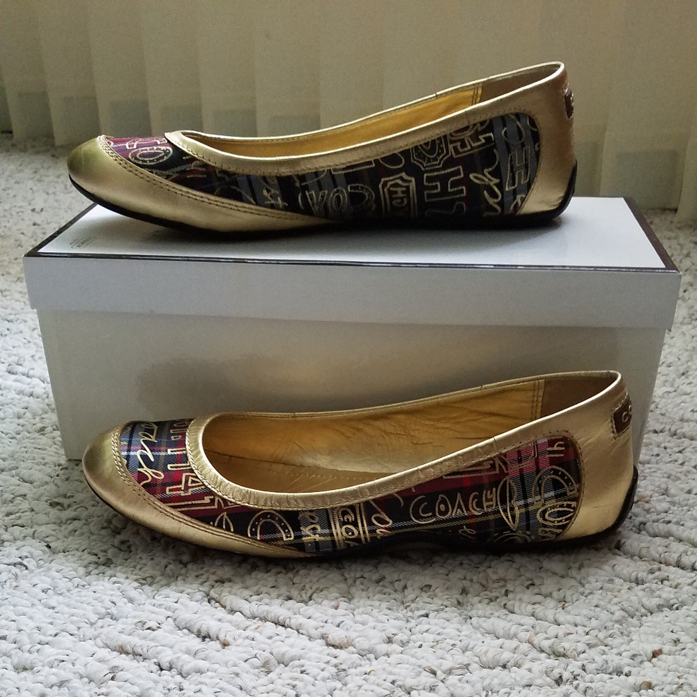 Coach True Graffiti Plaid Flat Shoes!! Size 8.5M